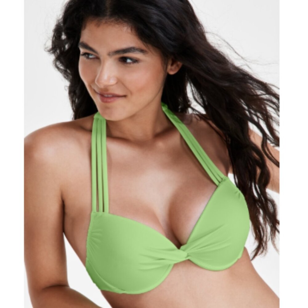 Salt + Cove Juniors' Strappy Underwire Push-up Bikini Top, MINT,SIZE-S